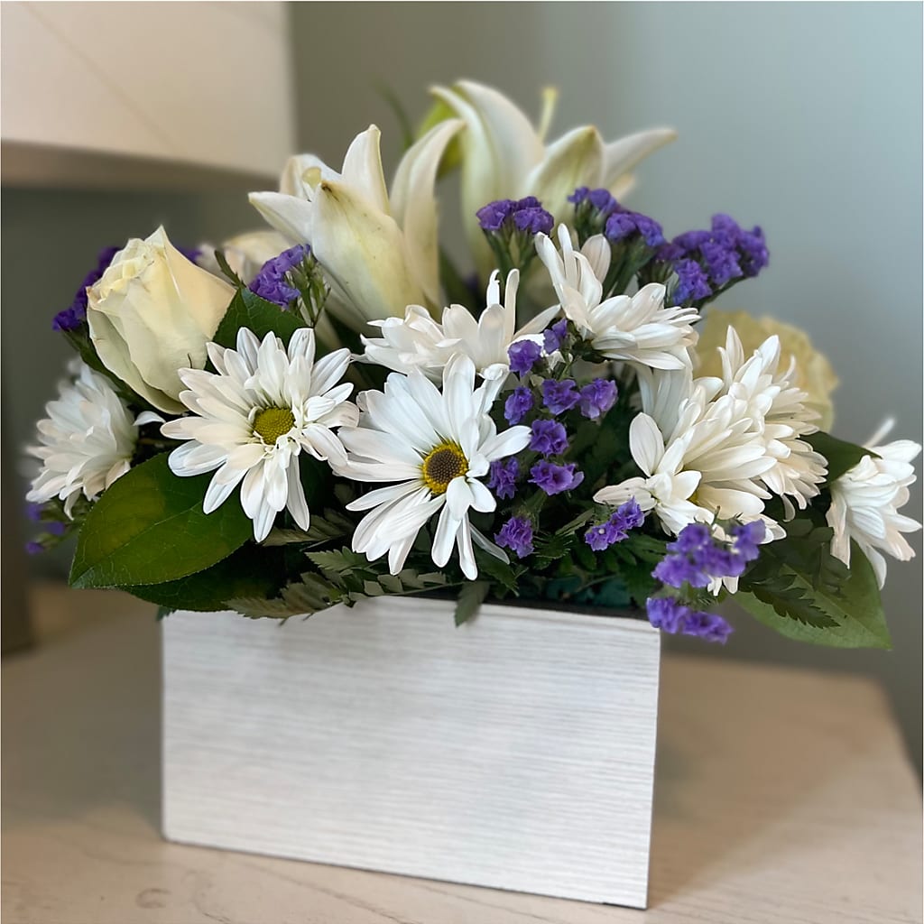 Beyond Blue Box Bouquet – MEME'S FLOWER SHOP LLC, Bay Minette AL
