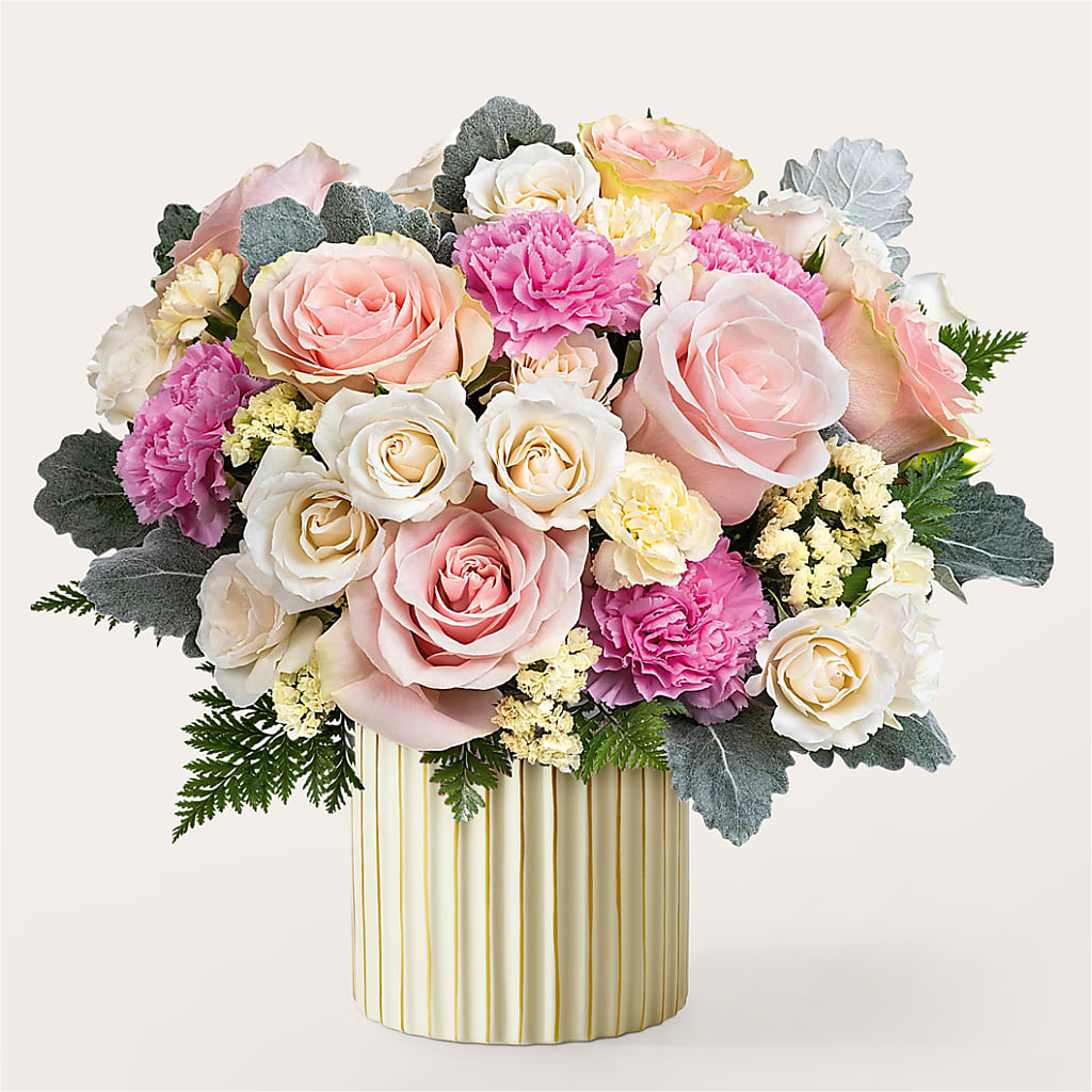 Blissful Moments Bouquet with Ivory Vase – MEME'S FLOWER SHOP LLC, Bay Minette AL
