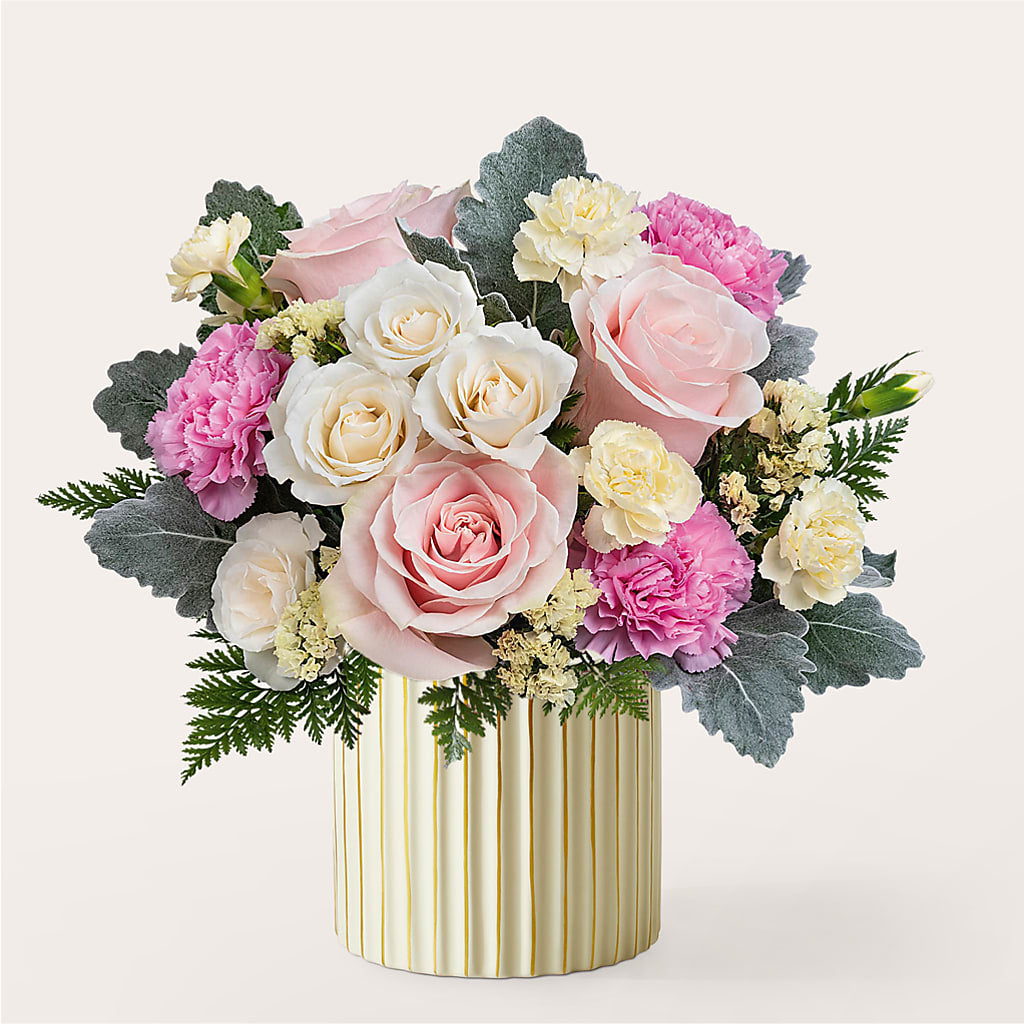 Blissful Moments Bouquet with Ivory Vase – MEME'S FLOWER SHOP LLC, Bay Minette AL