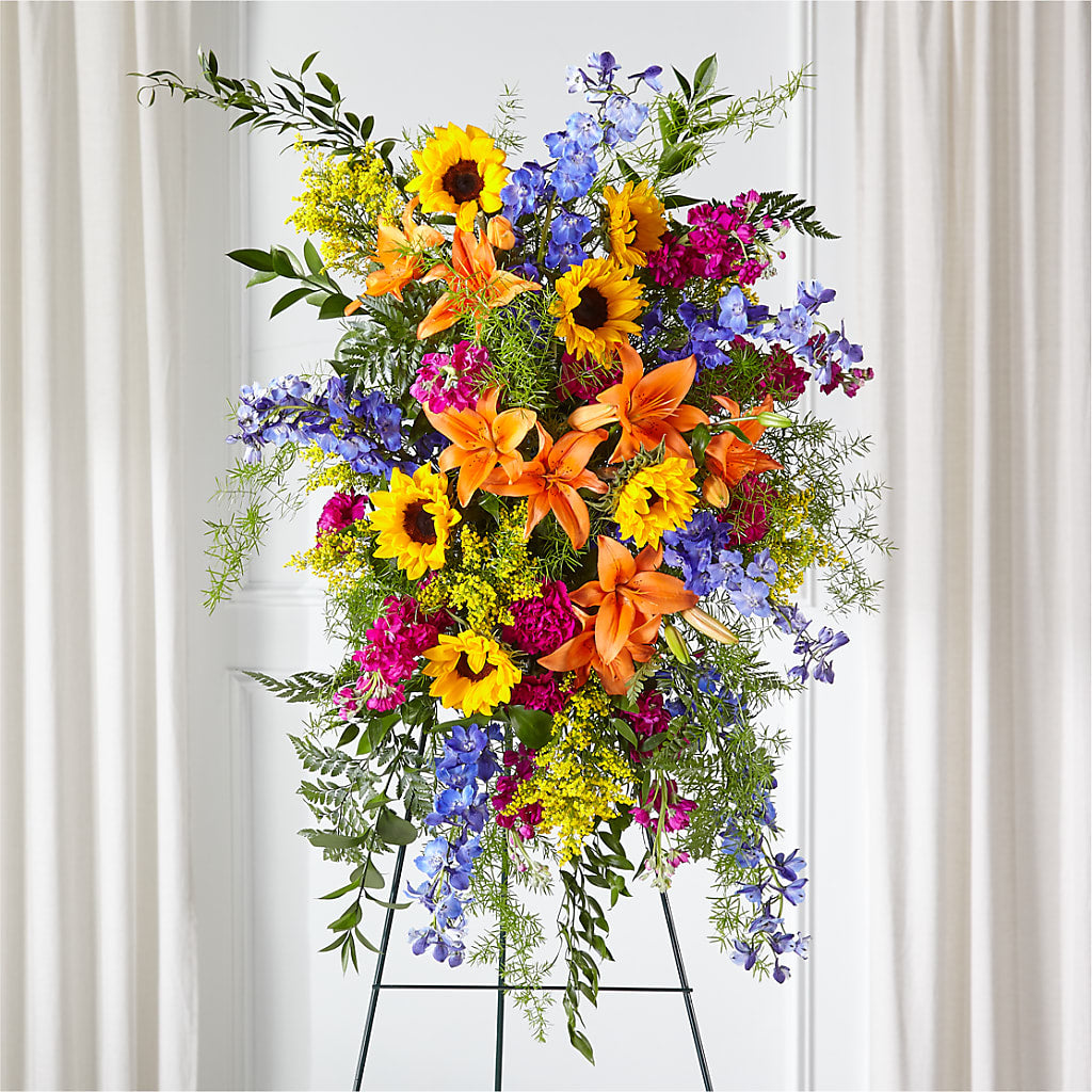 Sunlit Memories Standing Spray (Standard) – MEME'S FLOWER SHOP LLC, Bay Minette AL