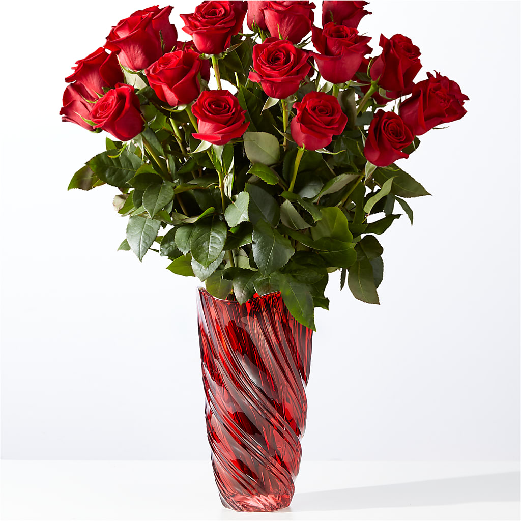 Classic Love Red Rose Bouquet with Luxe Swirl Vase – MEME'S FLOWER SHOP LLC, Bay Minette AL