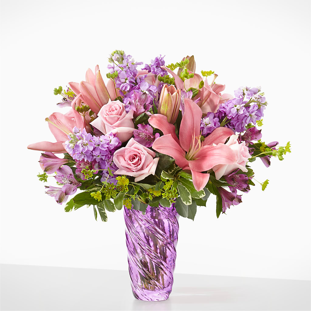 Precious Petals Bouquet with Luxe Swirl Vase – MEME'S FLOWER SHOP LLC, Bay Minette AL