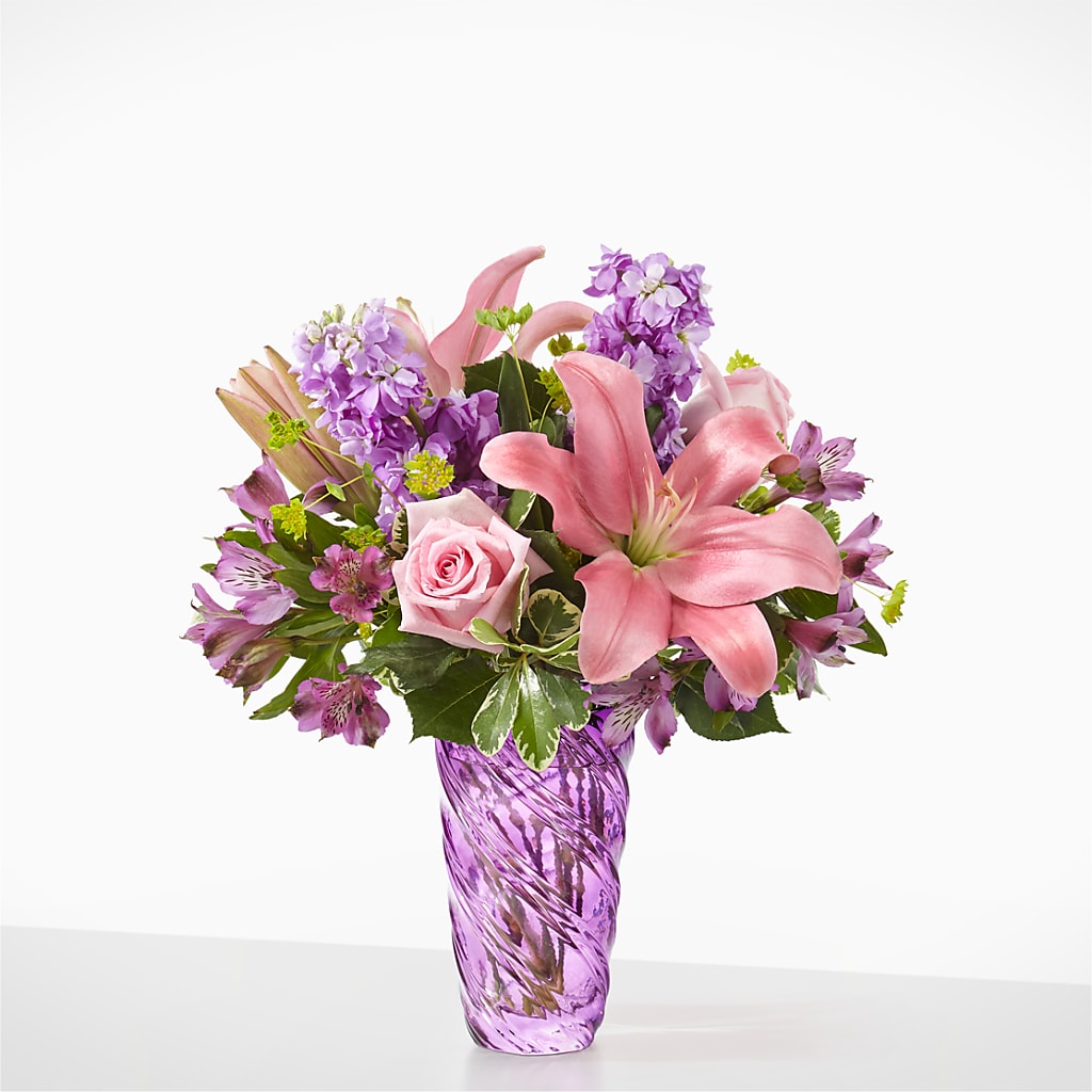 Precious Petals Bouquet with Luxe Swirl Vase – MEME'S FLOWER SHOP LLC, Bay Minette AL