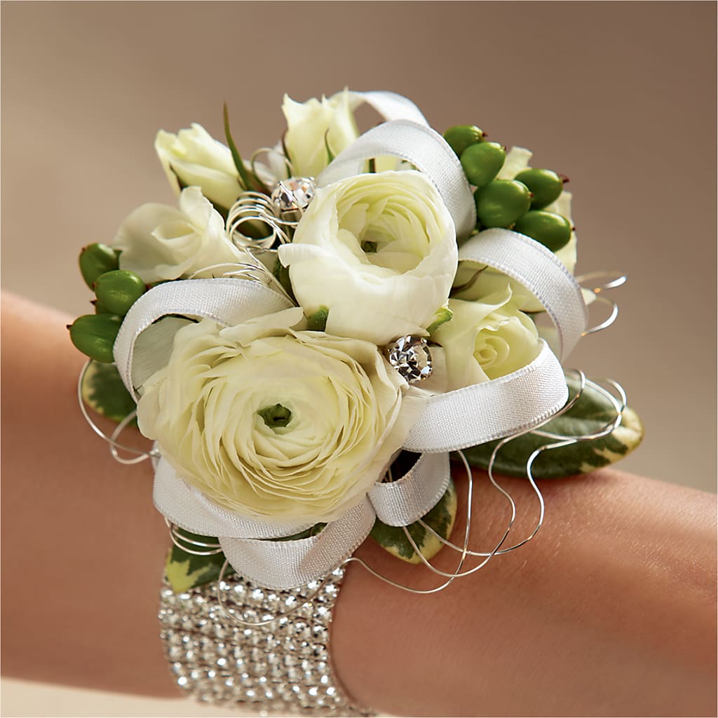 White Wedding Corsage – MEME'S FLOWER SHOP LLC, Bay Minette AL