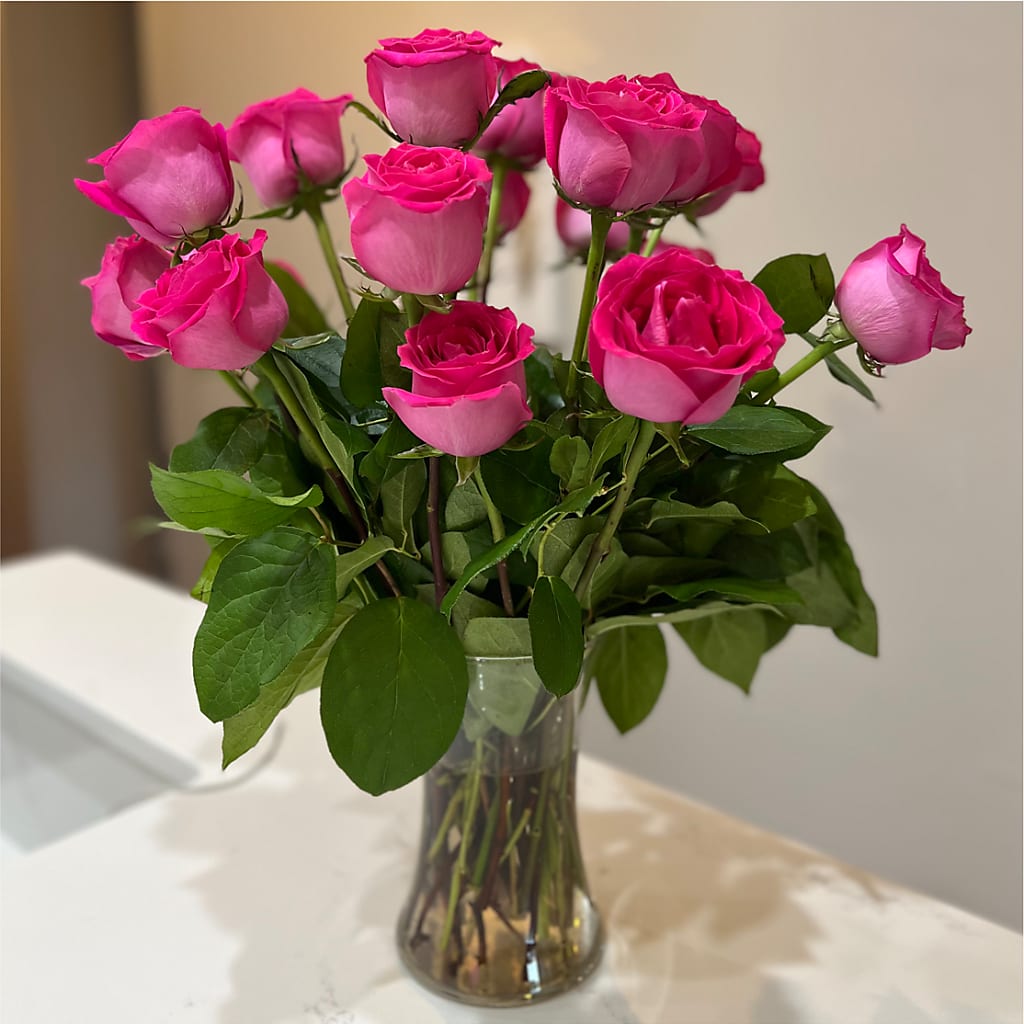 Long Stem Pink Rose Bouquet – MEME'S FLOWER SHOP LLC, Bay Minette AL