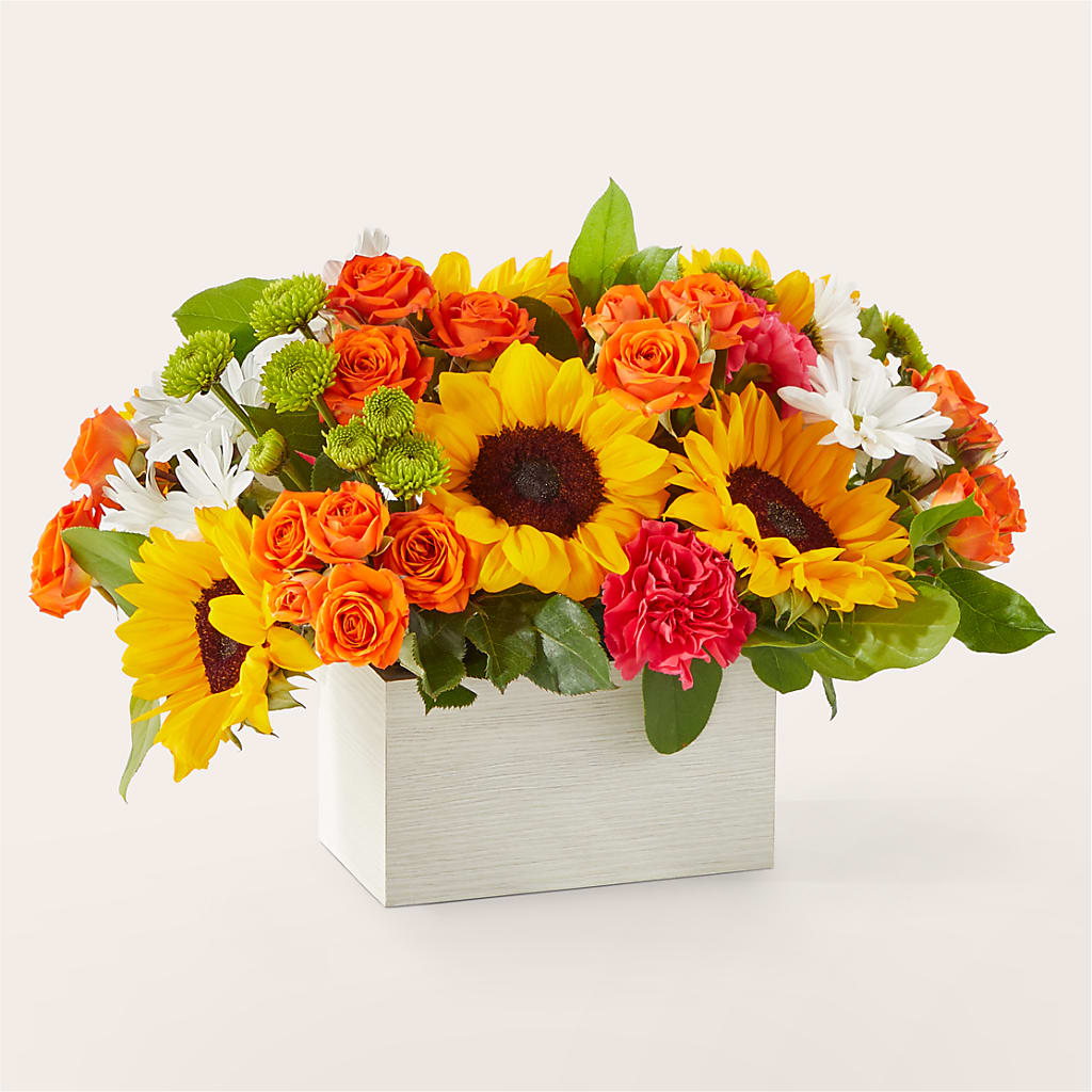 Sun-drenched Blooms Box Bouquet – MEME'S FLOWER SHOP LLC, Bay Minette AL
