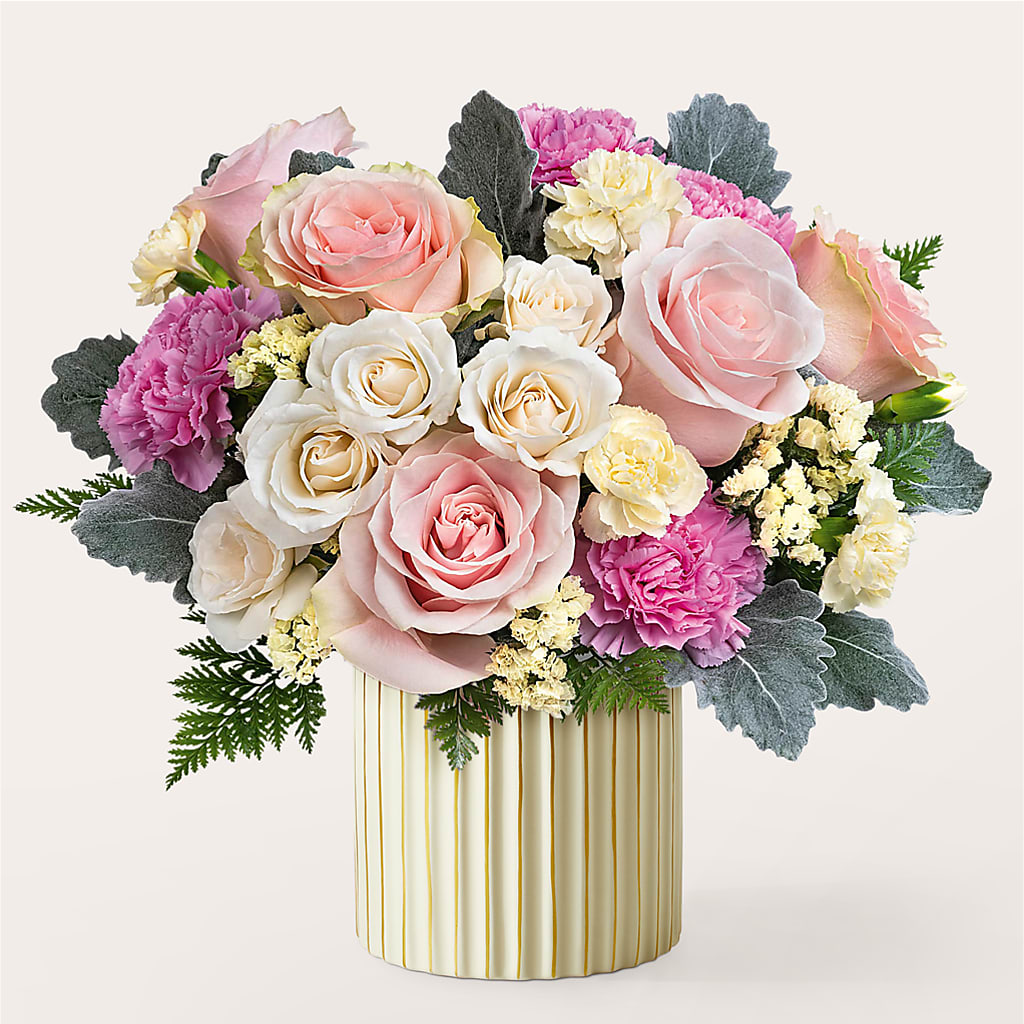 Blissful Moments Bouquet with Ivory Vase – MEME'S FLOWER SHOP LLC, Bay Minette AL