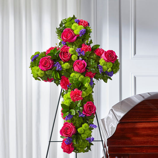 Tribute Rose Floral Cross – MEME'S FLOWER SHOP LLC, Bay Minette AL