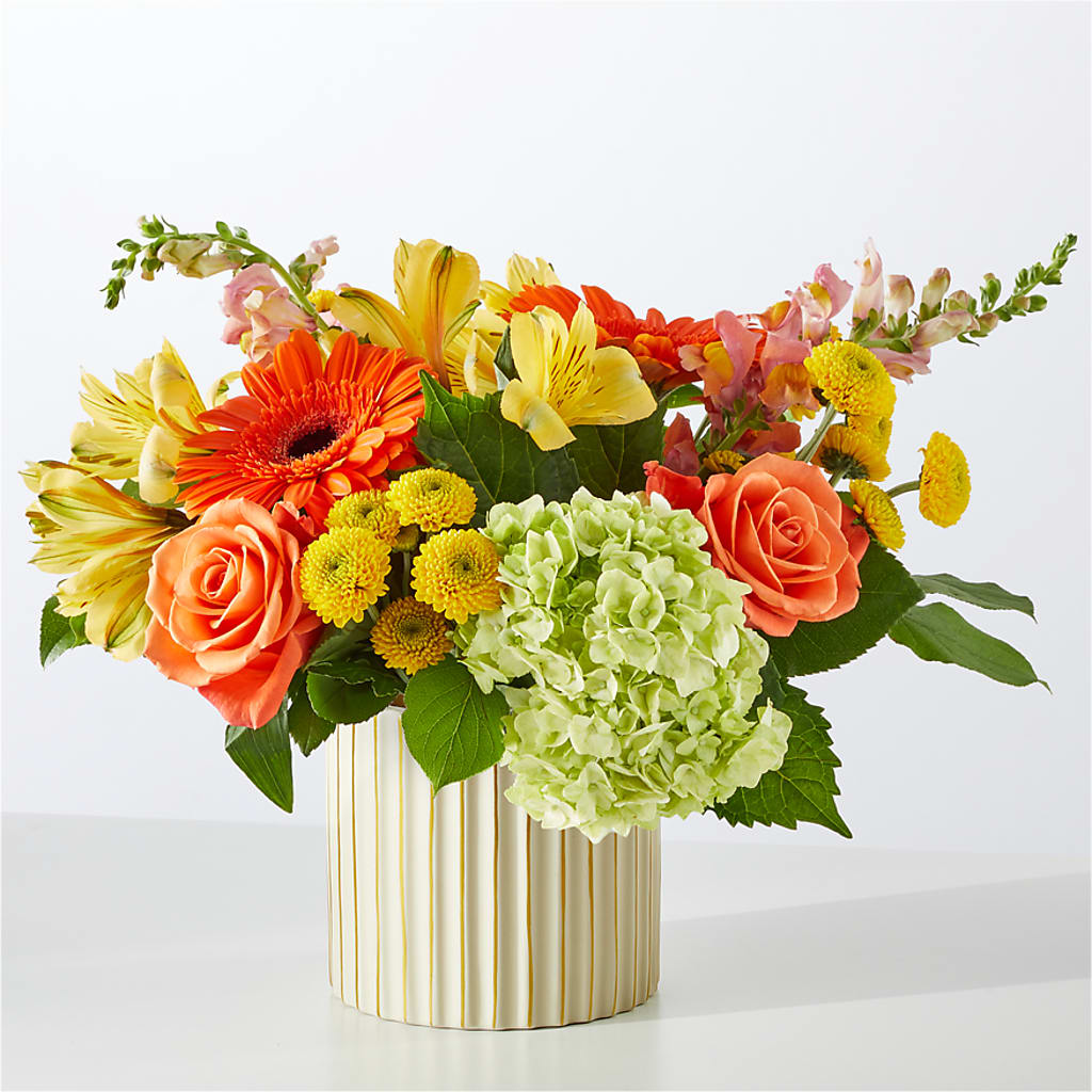 Autumn Sunshine Bouquet with Ivory Vase – MEME'S FLOWER SHOP LLC, Bay Minette AL