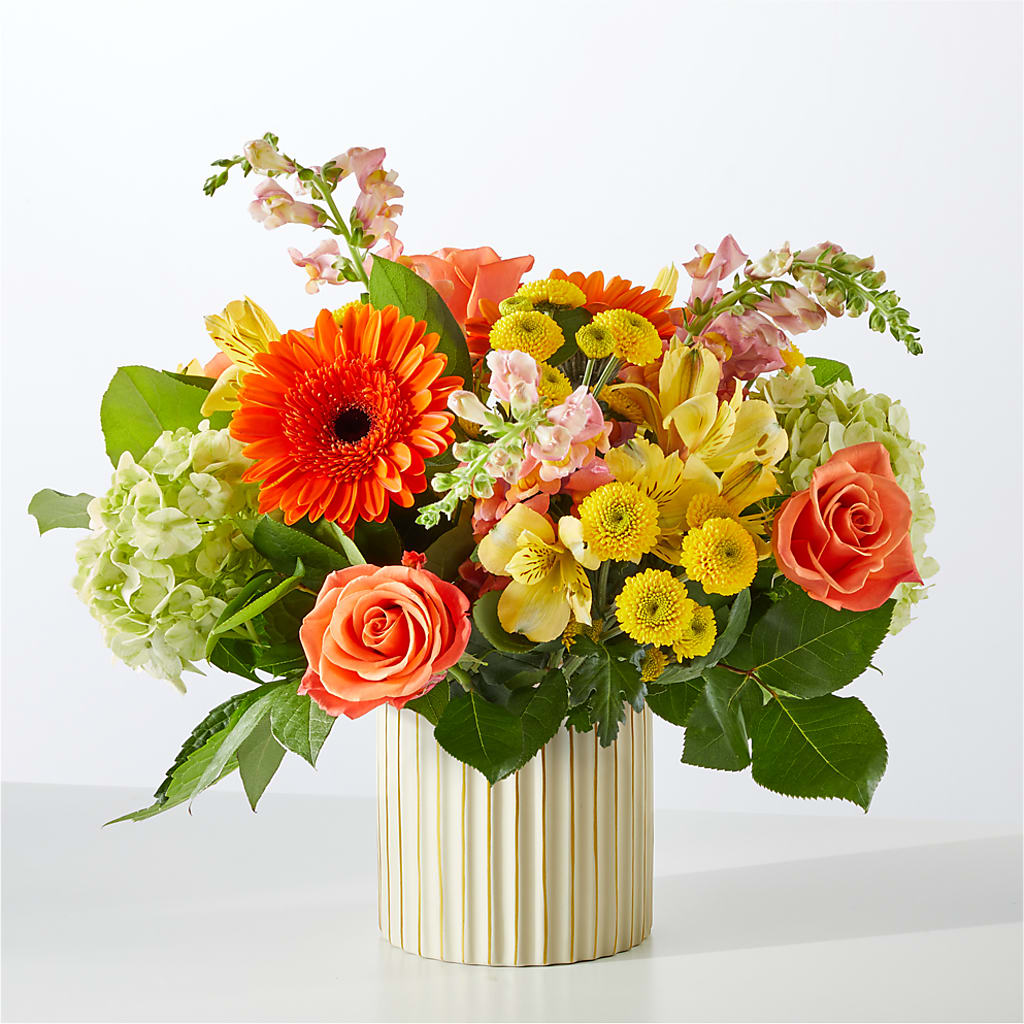 Autumn Sunshine Bouquet with Ivory Vase – MEME'S FLOWER SHOP LLC, Bay Minette AL