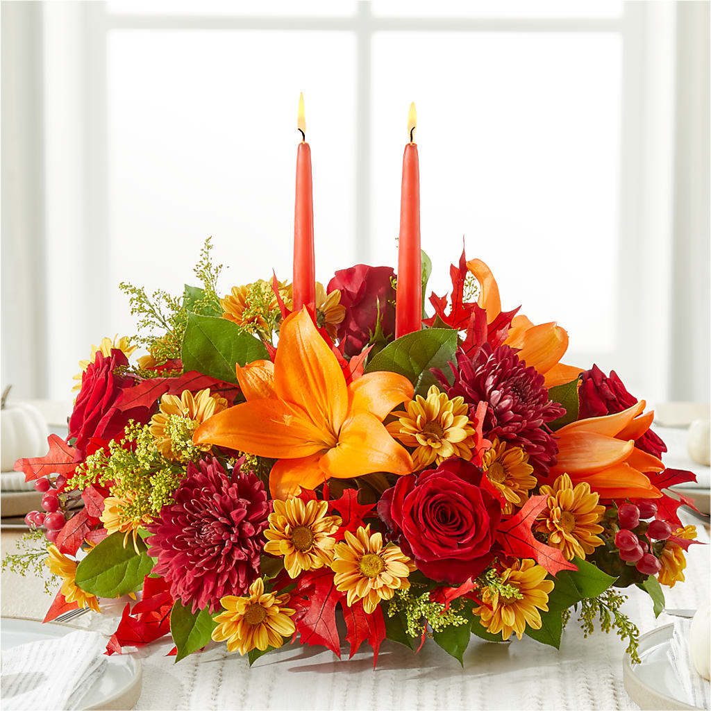 Autumn's Embrace Centerpiece – MEME'S FLOWER SHOP LLC, Bay Minette AL